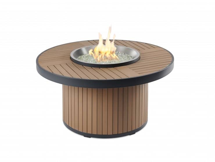 Light Tan Brooks Round Gas Fire Pit Table