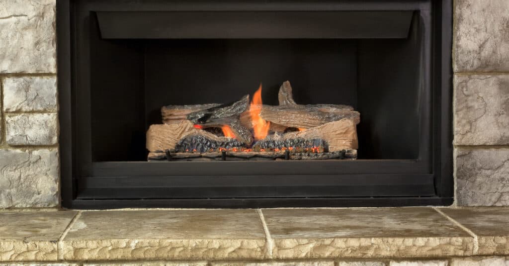 gas fireplace giving off heat